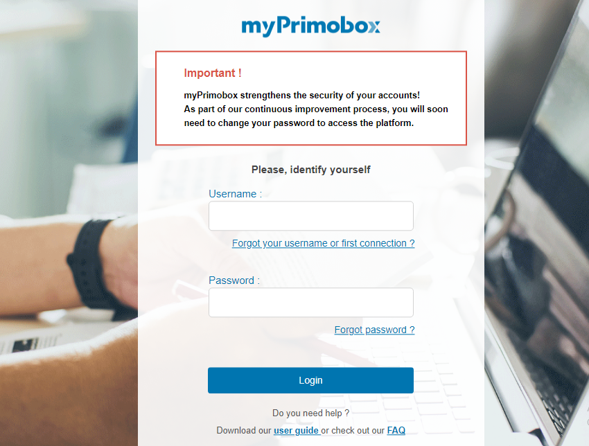 Welcome in your MyPrimobox account !